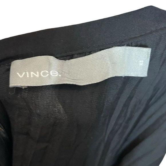 Vince Pleated Tie Front Midi Skirt Black Women’s Size XS Slit Gathered Waist - Picture 8 of 11